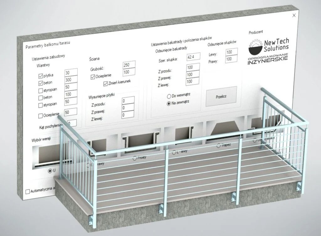 Balkon w Balkon francuski w CAD balustrady 3D