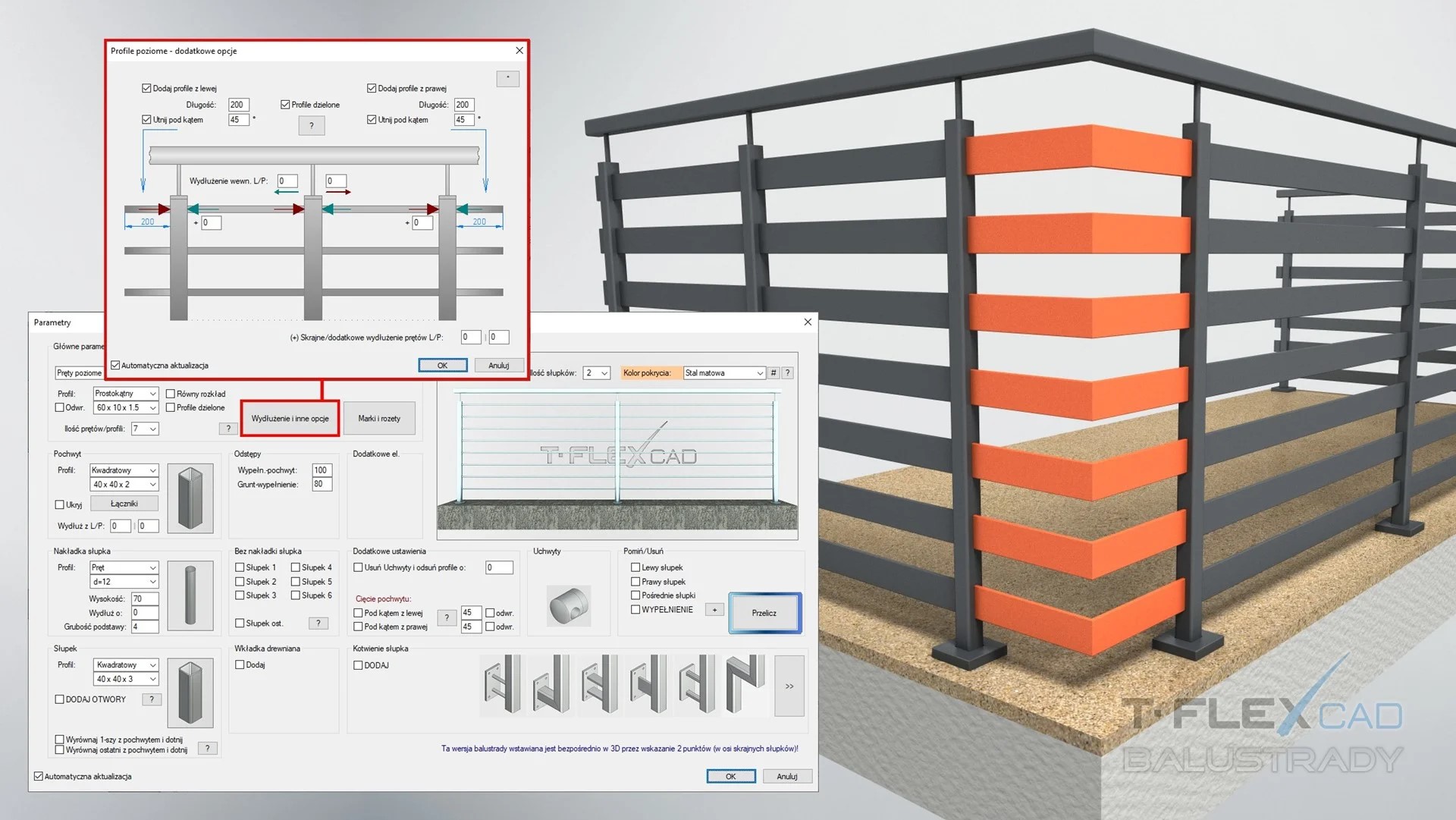 Projekt balkonu i balustrady CAD 3D