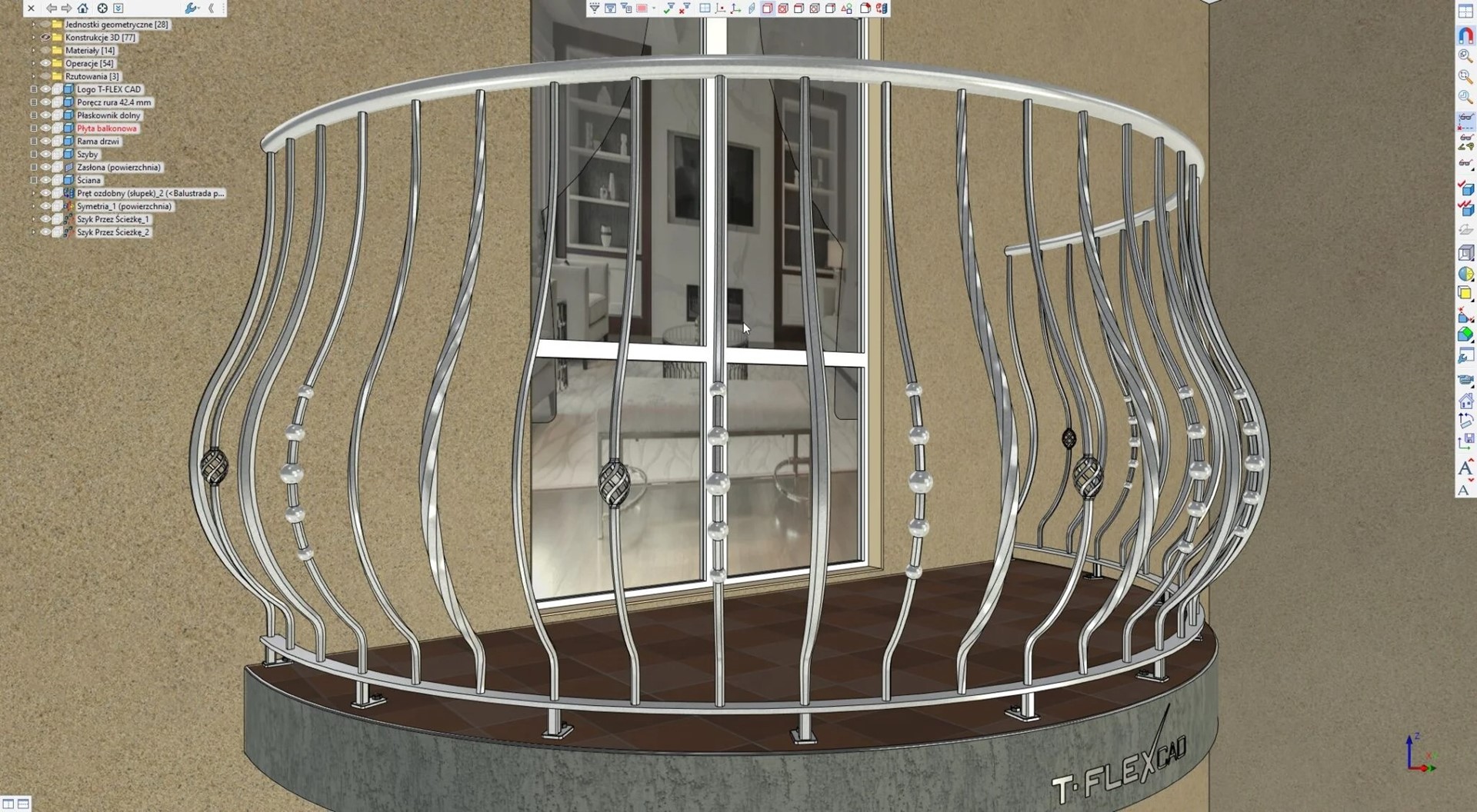 Balustrada półokrągła 3D